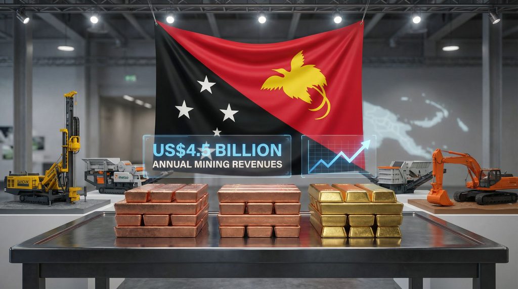 PNG mining expo: Gold and copper displays.