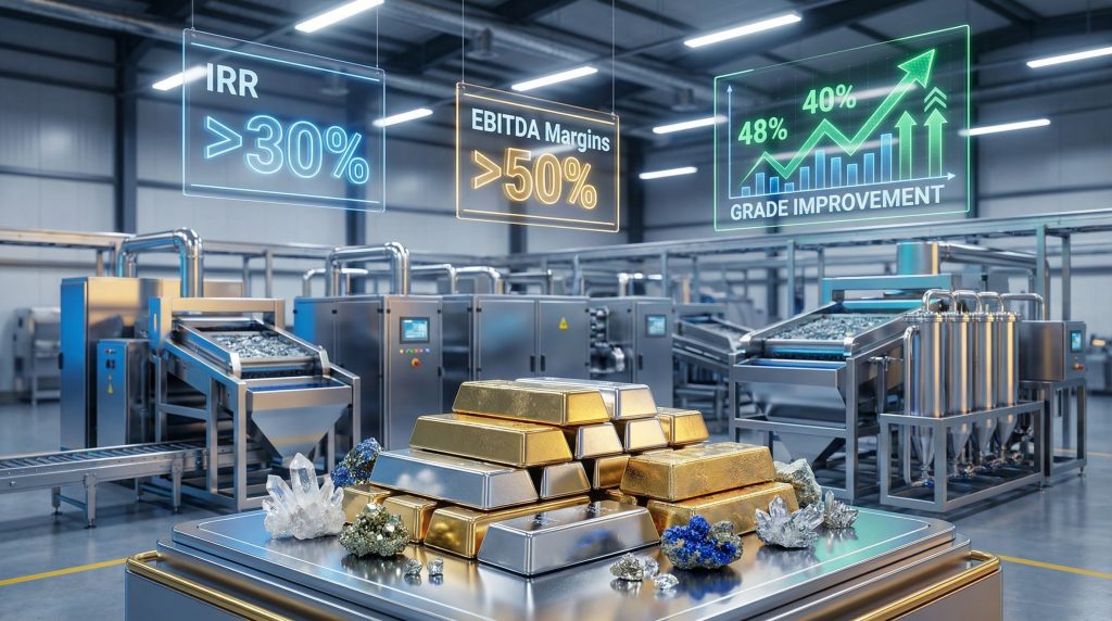 Industrial process showcasing waste-to-premium-product project.