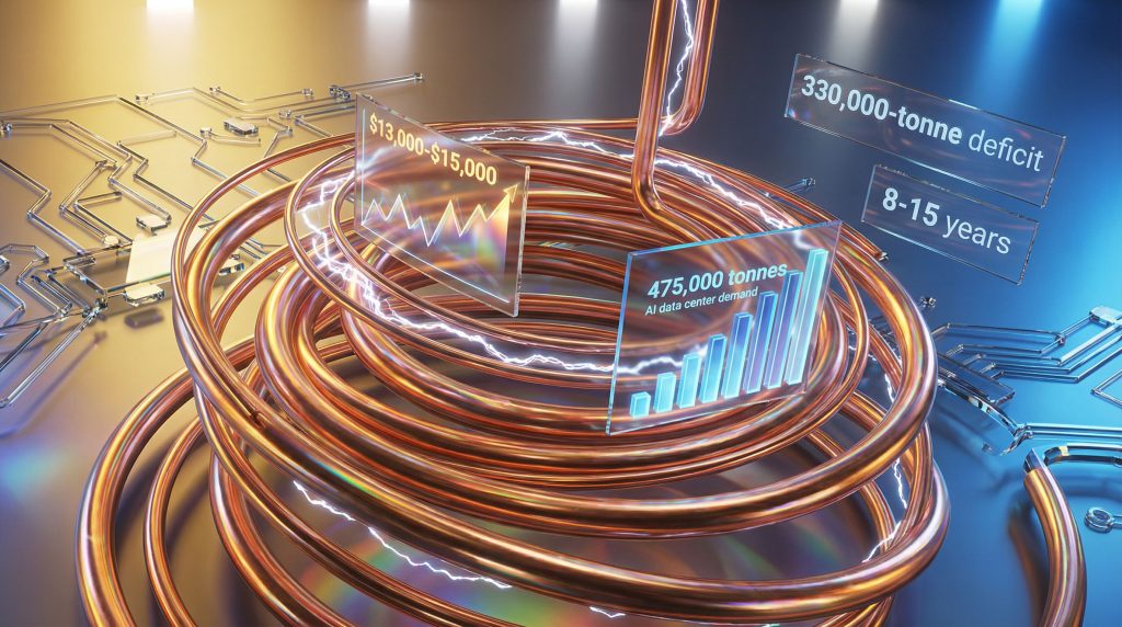 Future copper market trends visualized digitally.
