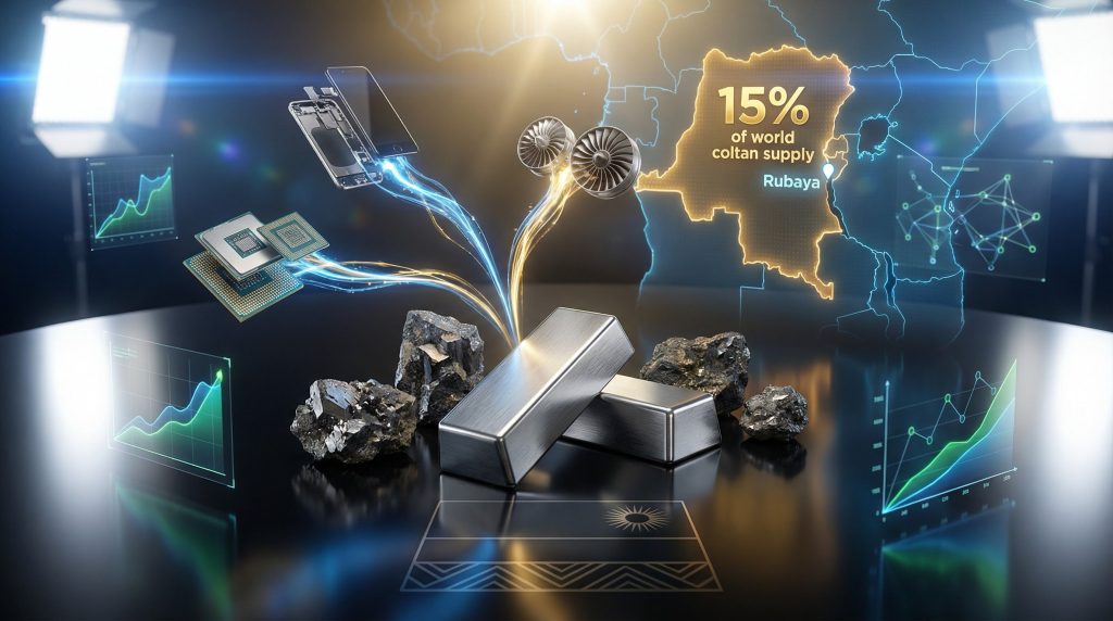 Tantalum deposit illustration with tech connection.