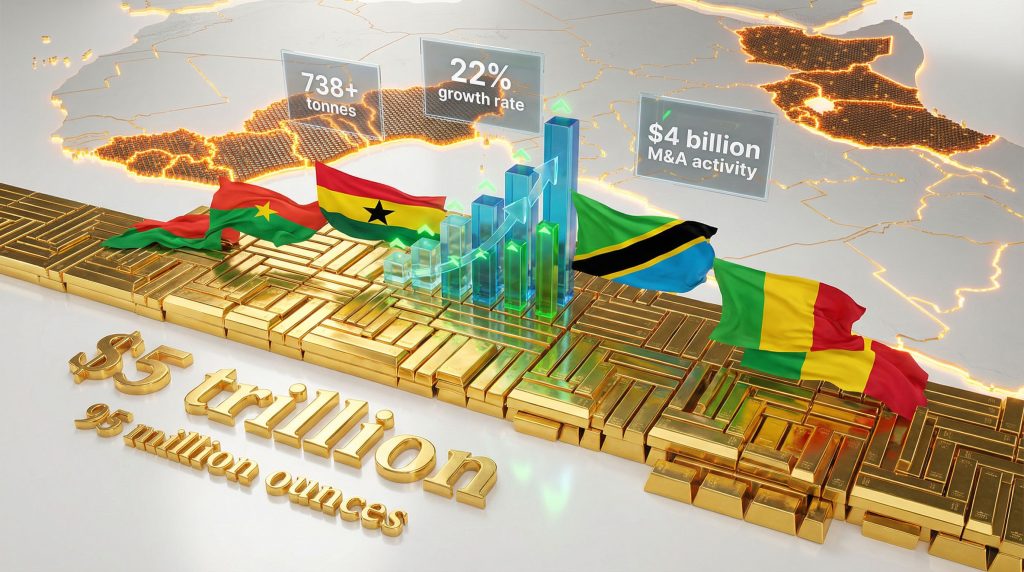 Africa's untapped gold reserves with statistics.