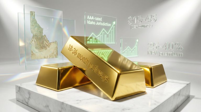 Gold bars and Idaho map with projections.