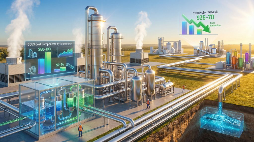Industrial facility illustrating Carbon Capture Utilisation and Storage.