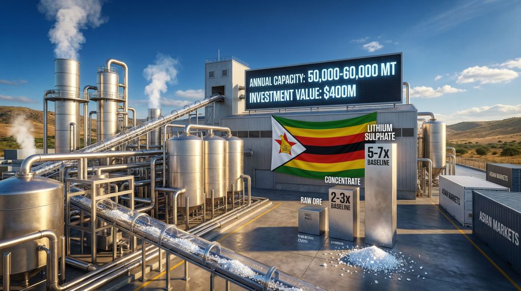 Zimbabwe lithium exports and local processing facility.
