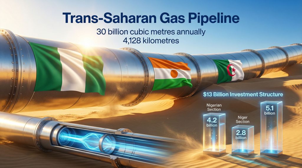 Trans-Saharan gas pipeline investment and capacity.