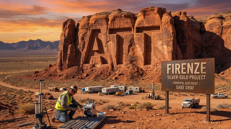 Altitude Minerals Ltd-ATT-Firenze project site with geologist working.
