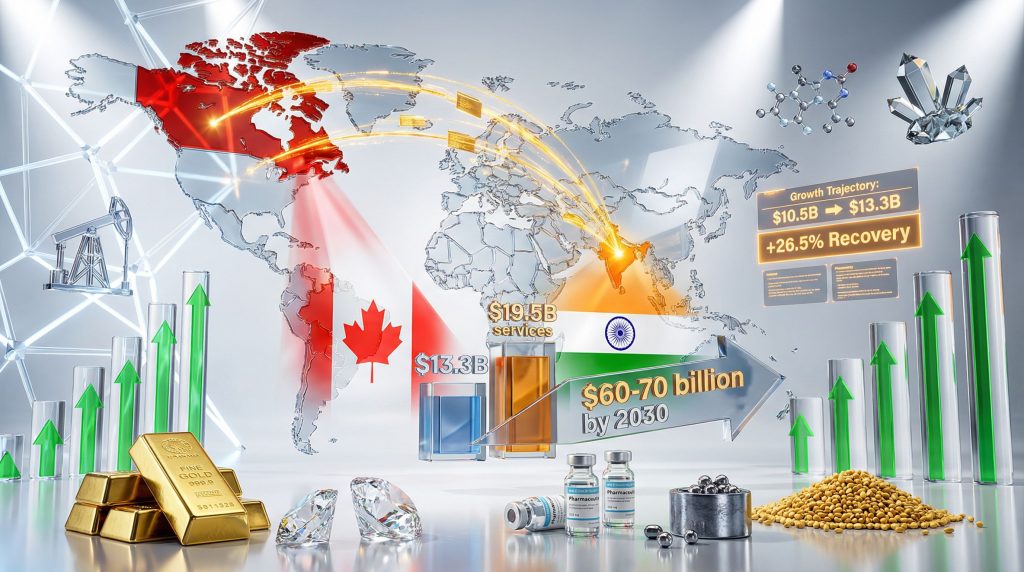 Canada India trade relations visualized with exports.
