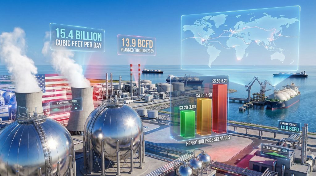U.S. LNG exports facility with data overlay.