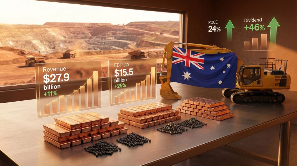 BHP earnings report shows financial growth.