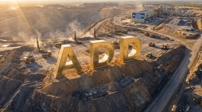 Adavale Resources Ltd-ADD-Golden letters "ADD" in industrial landscape.