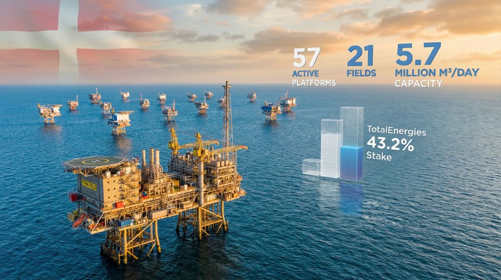 Offshore platforms in Denmark's North Sea.