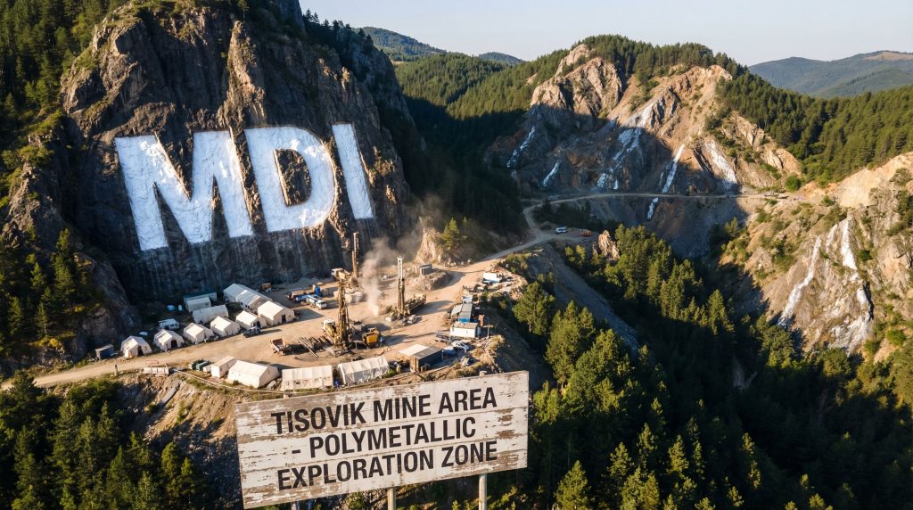 Middle Island Resources Ltd-MDI-Tisovik mine exploration site in mountains.