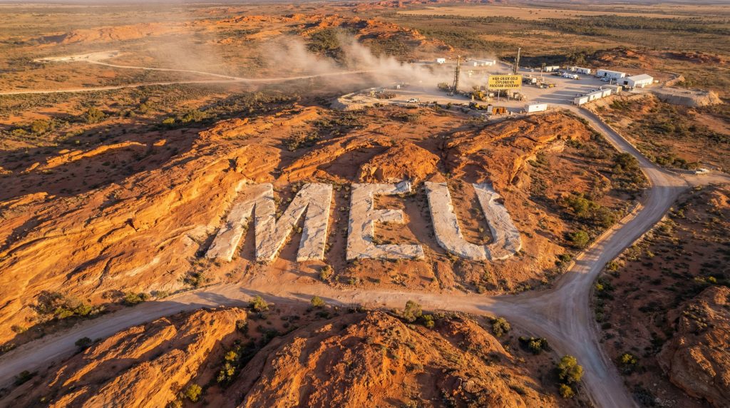 Marmota Ltd-MEU-MEU letters carved in red rock.