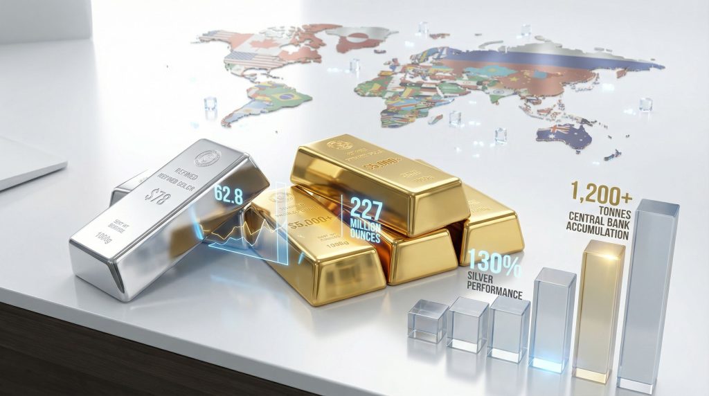 Gold and silver market trends illustrated.