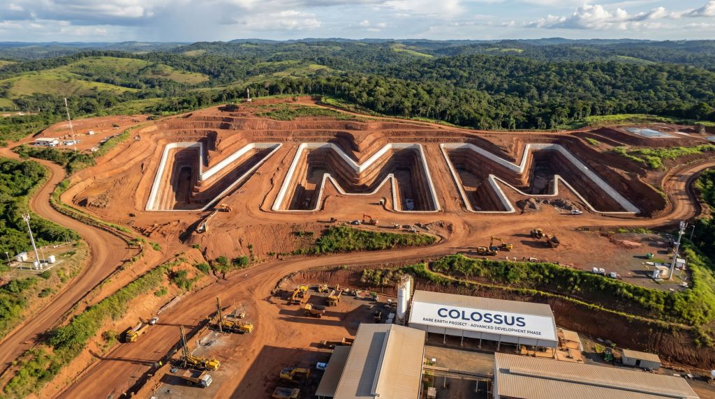 Viridis Mining and Minerals Ltd-VMM-Colossus excavated letters at mining site.