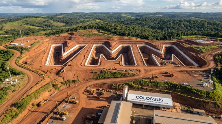 Viridis Mining and Minerals Ltd-VMM-Colossus excavated letters at mining site.