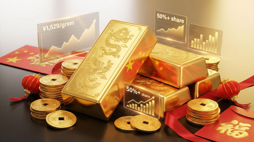 Gold bars and coins set for Lunar New Year.