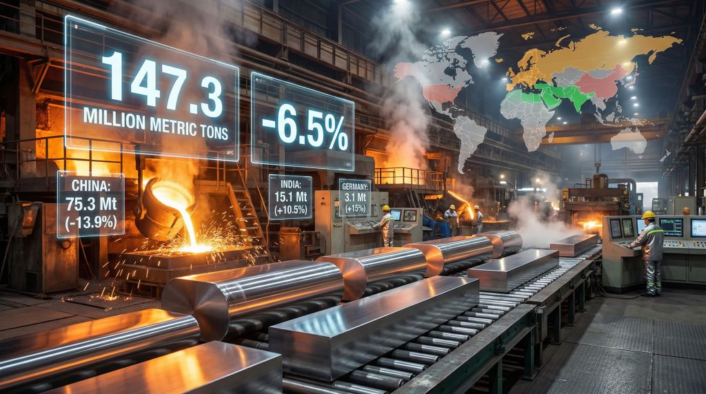 Steel production decline visualized, January 2026.