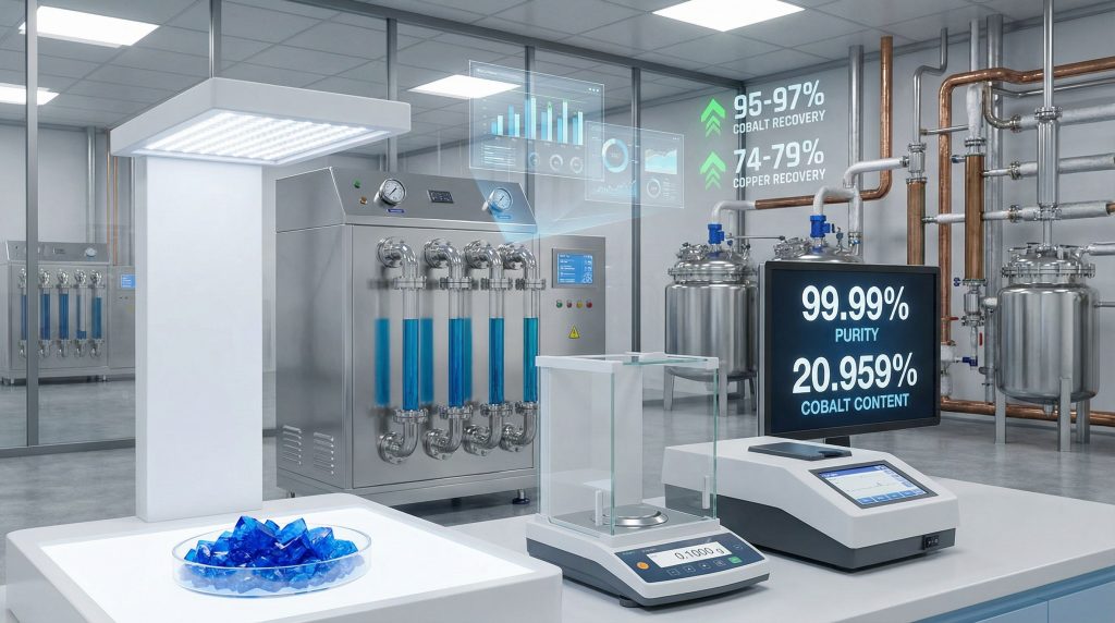 Laboratory conducting cobalt sulphate test work.
