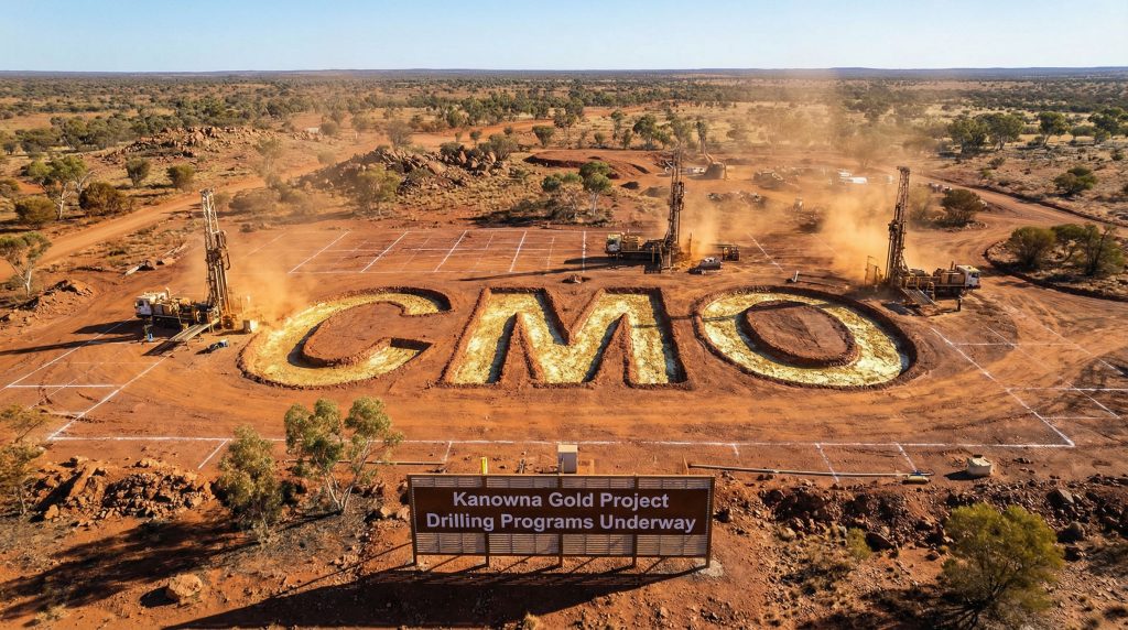 Cosmo Metals Ltd-CMO-Kanowna Gold Project drilling site aerial.