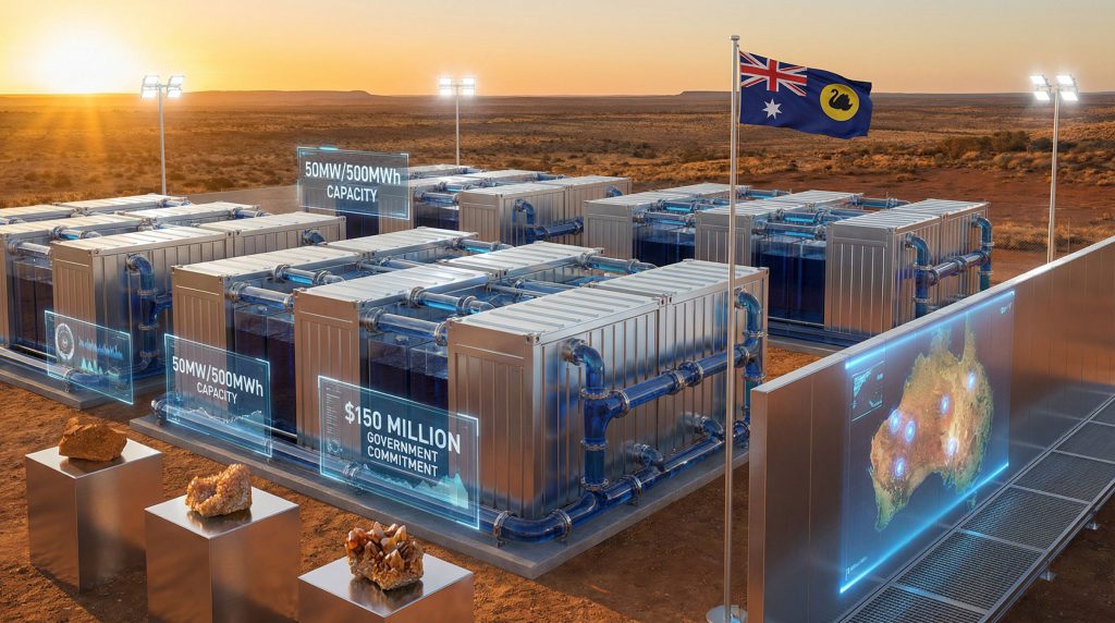 Western Australia vanadium battery storage facility installation.