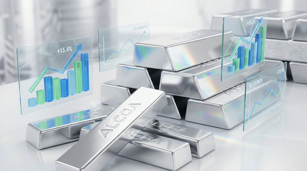 Alcoa revenue growth 2025 with silver bars.