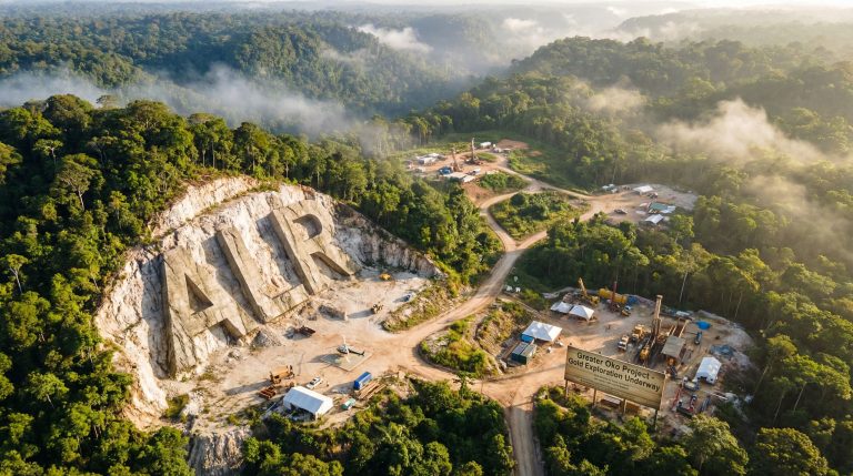 Altair Minerals Ltd-ALR-Gold mining site in lush forest.