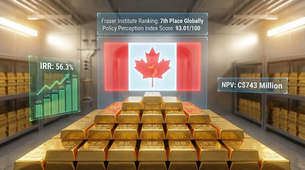 Gold bars highlight New Found Gold's Queensway project.
