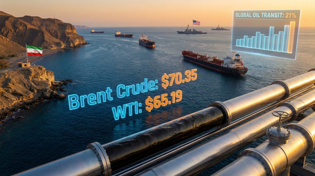 Iran-US tensions impacting oil transit and prices.