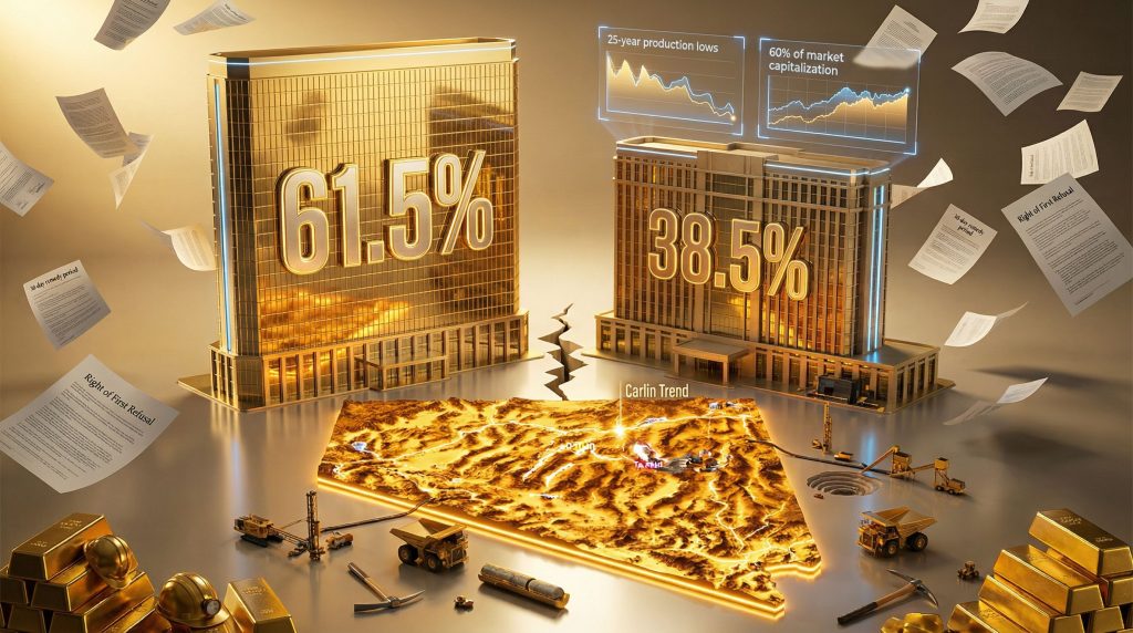 Newmont-Barrick feud: charts, percentages, and documents.