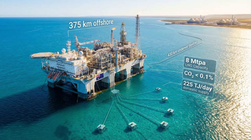 Woodside Scarborough Energy Project offshore platform.