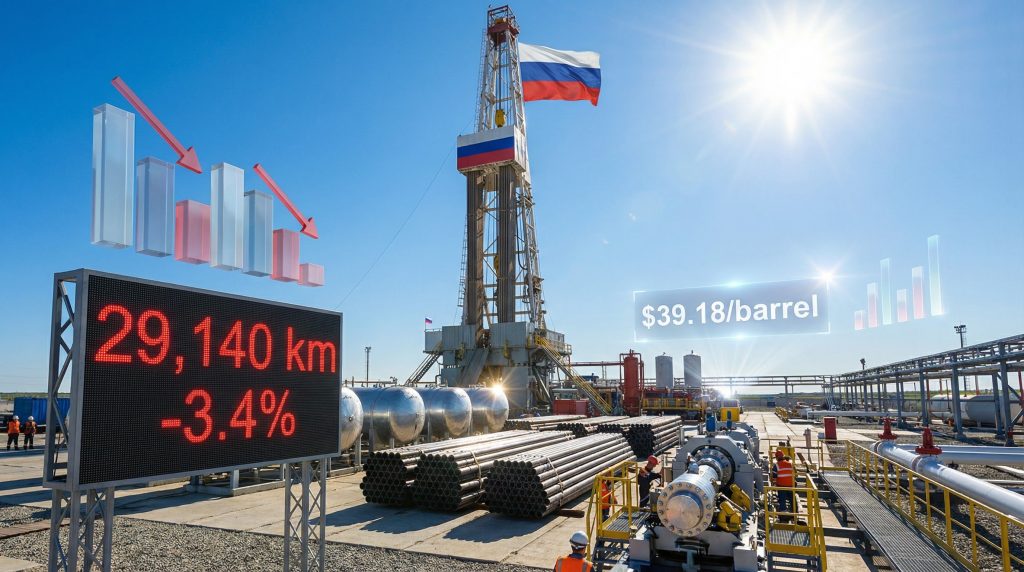 Russia oil drilling slowdown visualized in data.