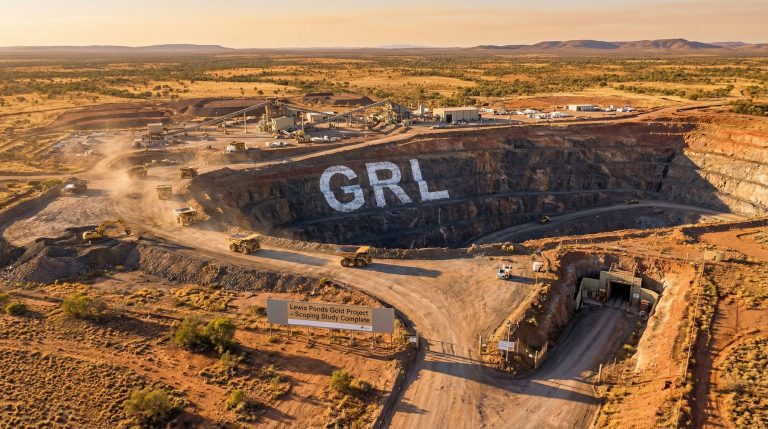 Godolphin Resources Ltd-GRL-Gold mining site with GRL logo.