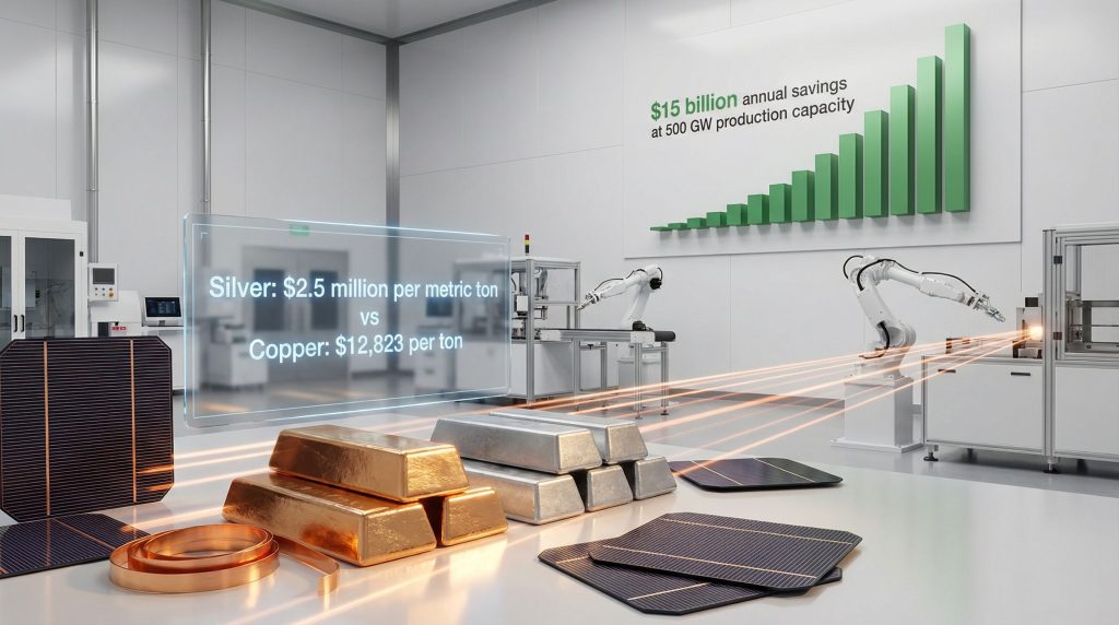 Copper replacing silver, reducing solar costs.