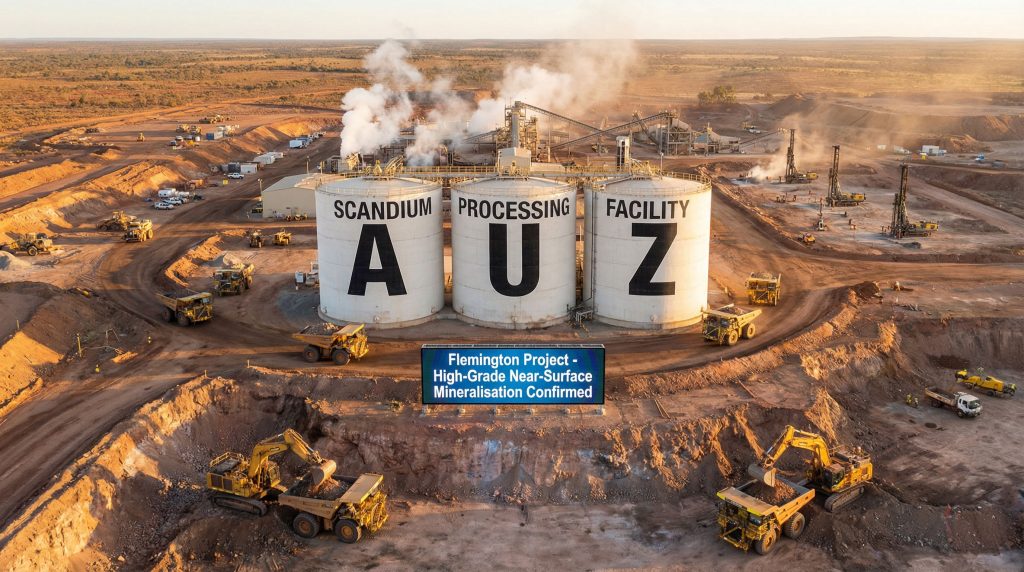 Australian Mines Ltd-AUZ-Scandium processing facility with industrial equipment.