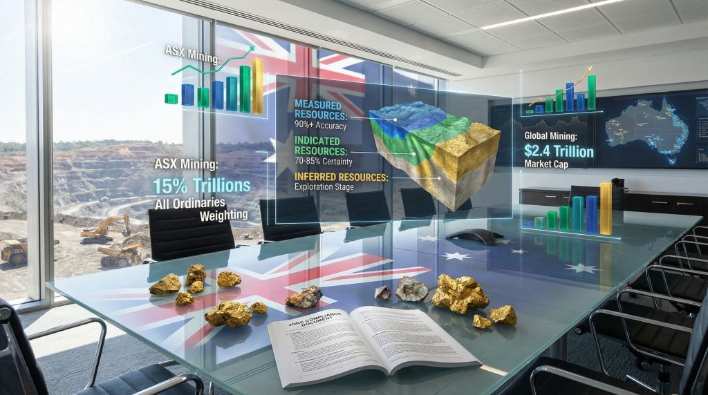 ASX meeting room with mining projections.