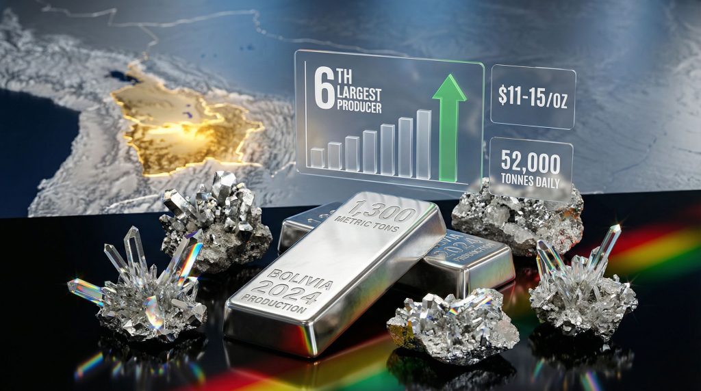 Bolivia silver mining statistics and crystals.