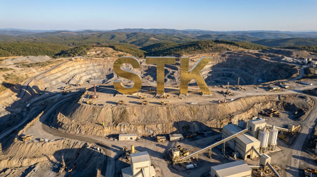 Strickland Metals Ltd-STK-STK letters displayed at a quarry site.