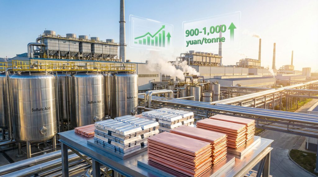 Industrial facility highlighting zinc and lead byproducts.