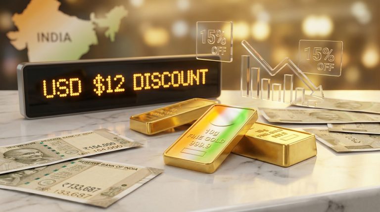 Gold trades at discounts; currency and bars.