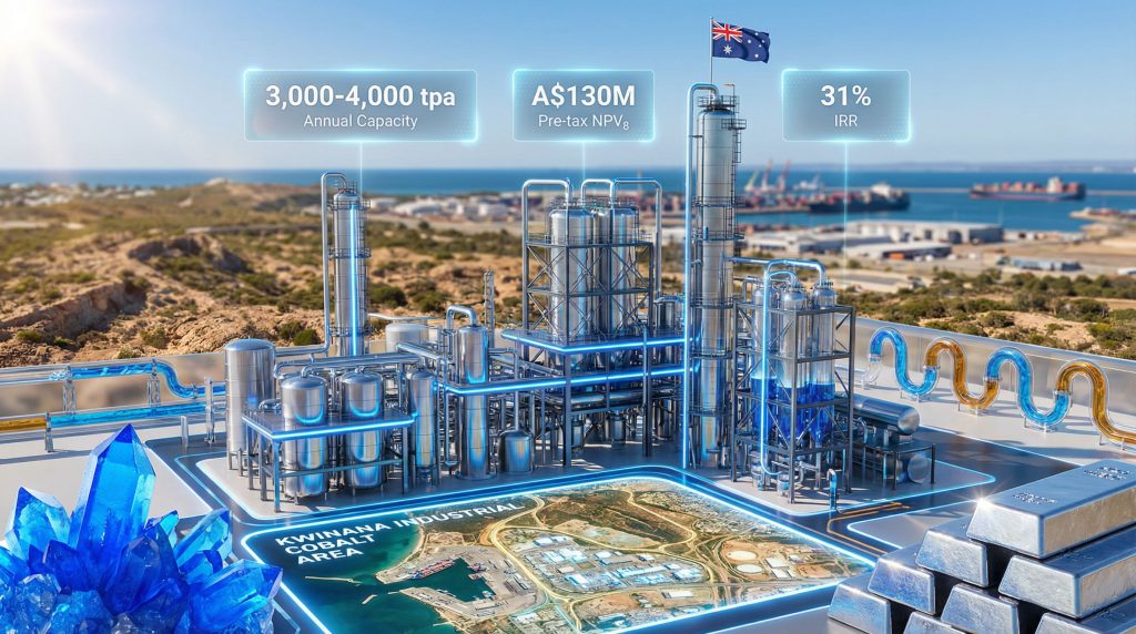 Kwinana Cobalt Refinery with production data.
