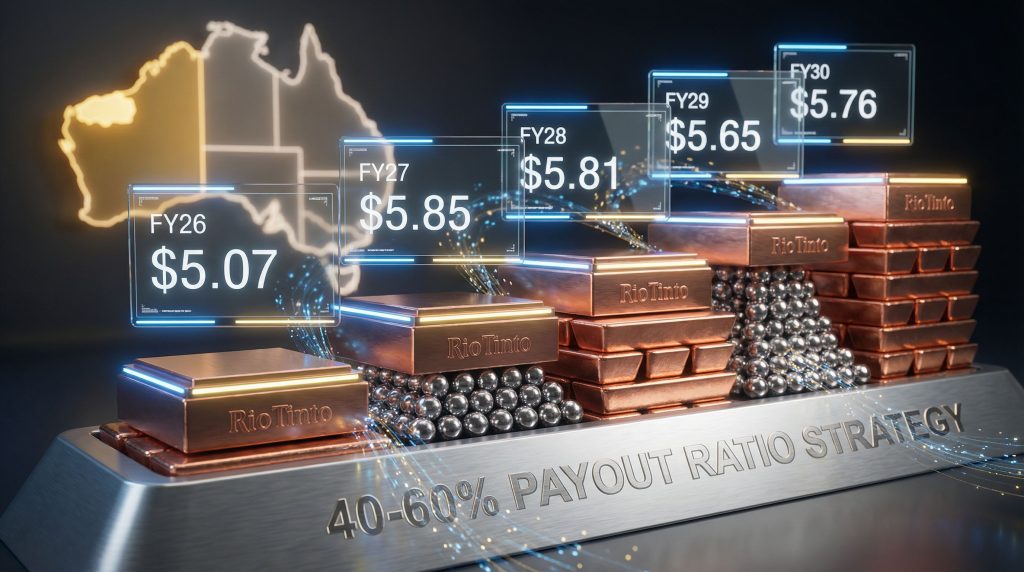 Rio Tinto shares dividend forecast visualization.