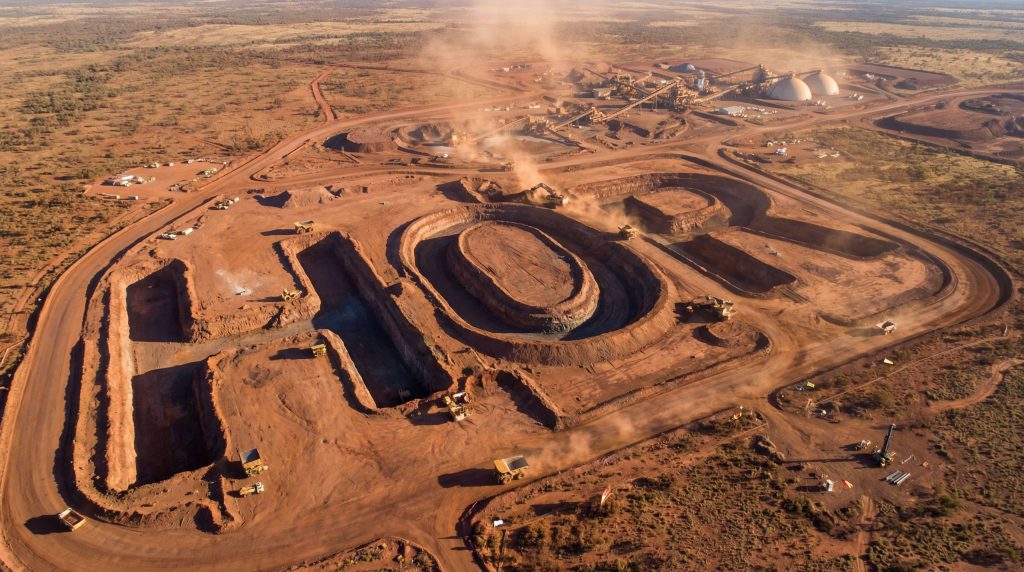 Horseshoe Metals Ltd-HOR-Iron ore mining landscape, aerial view.