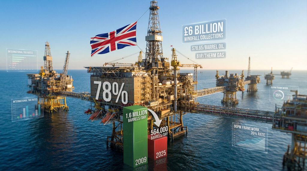 UK North Sea windfall tax infographic.