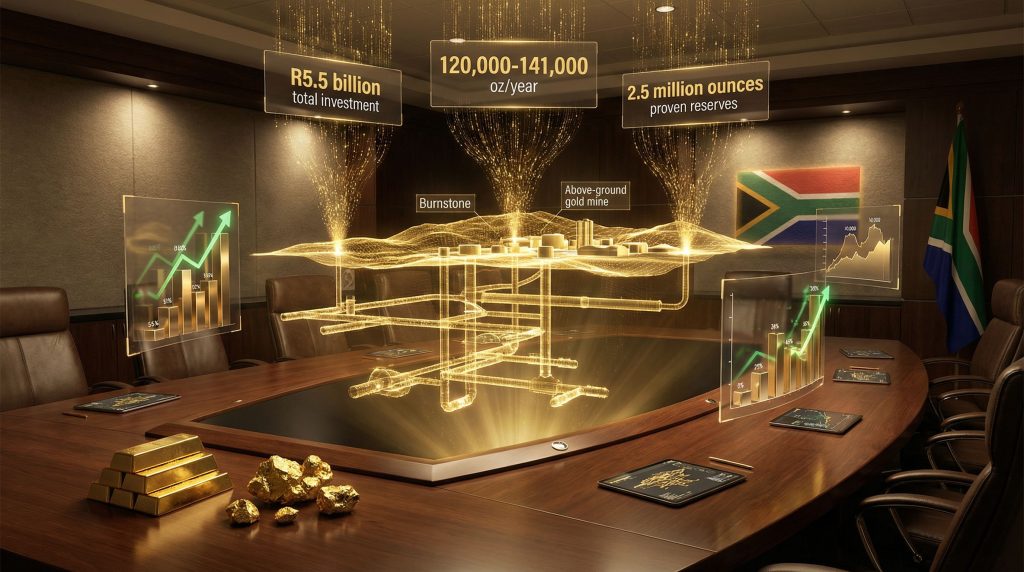 Boardroom illustration on Burnstone gold project.