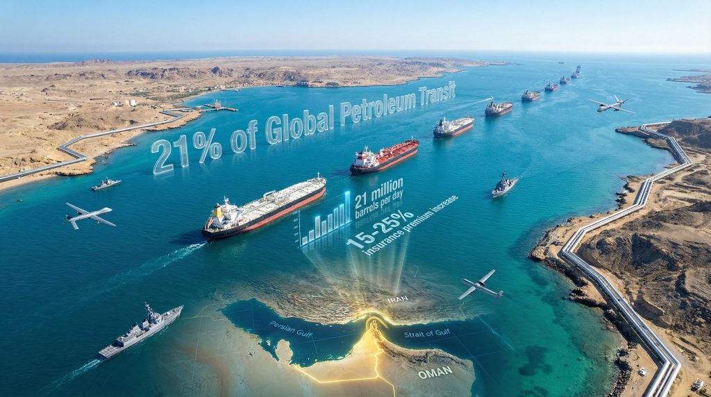 Drones over ships in Strait of Hormuz.