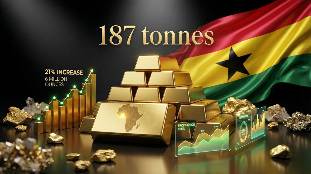 Ghana gold production increase by 21%.