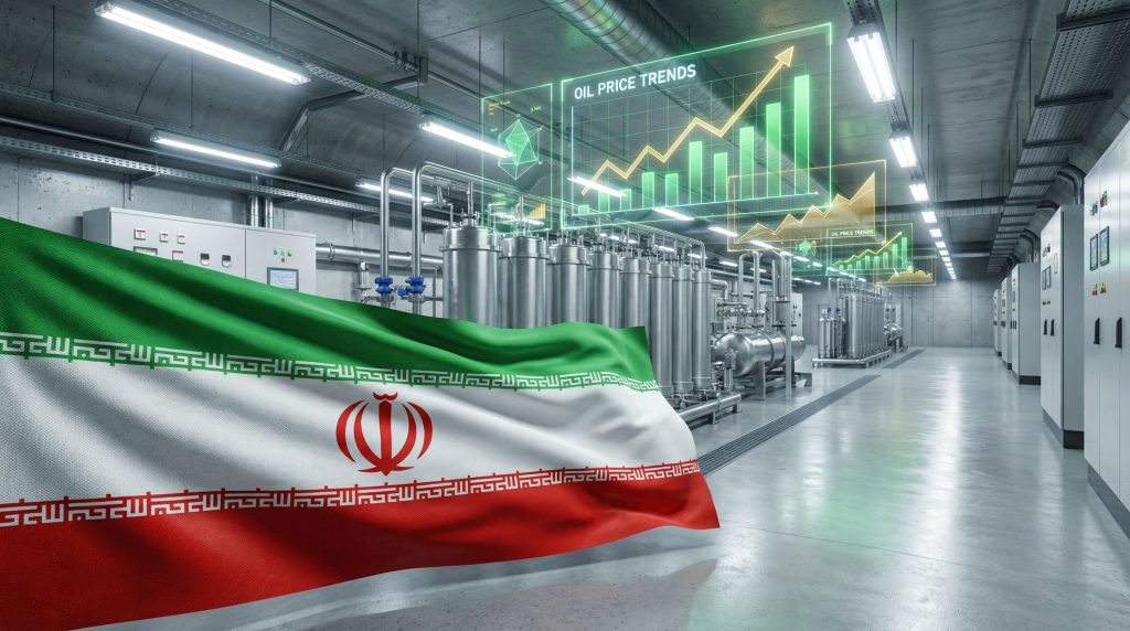 Iranian nuclear facility with data projections.
