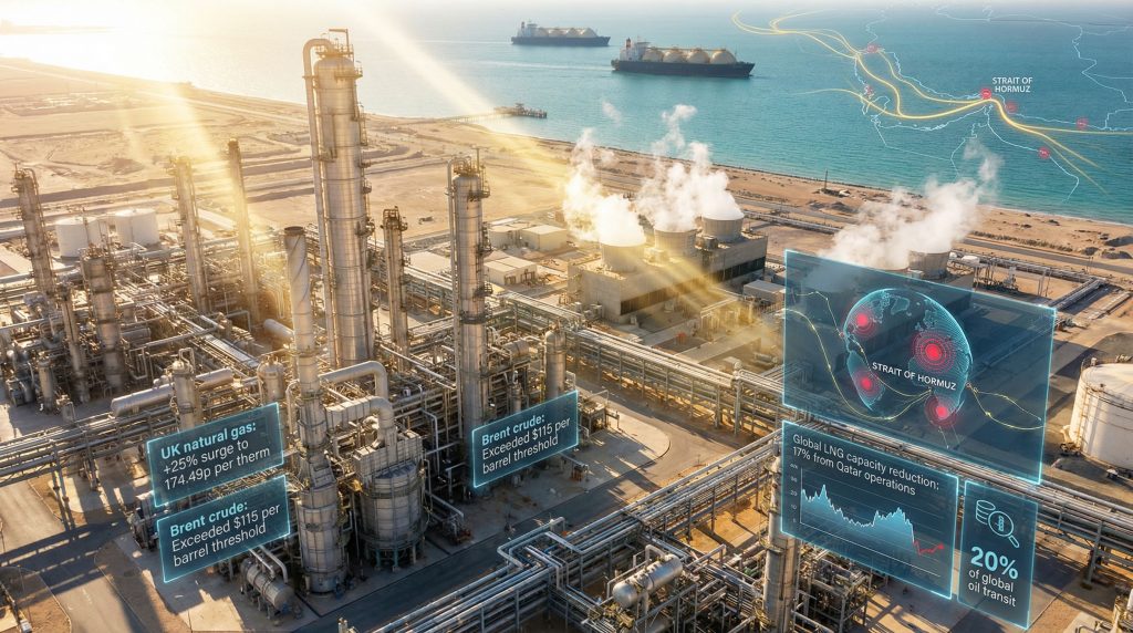Industrial energy complex near the waterfront.