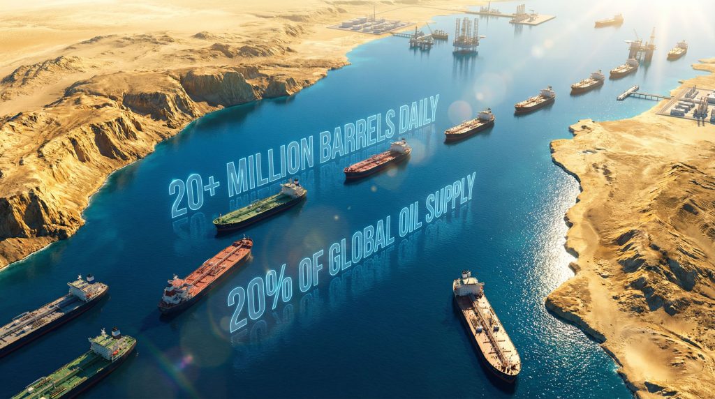 Oil tankers in the Strait of Hormuz.